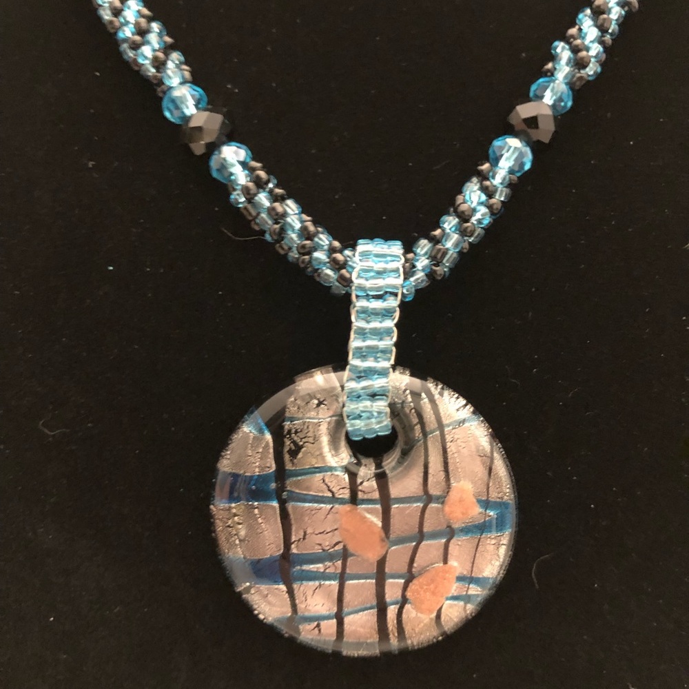 Handmade glass beaded necklace